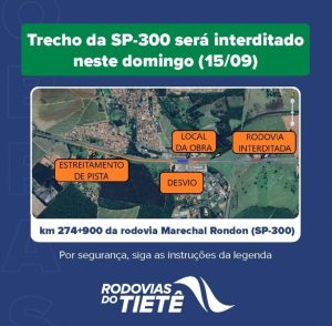 Instalação de passarela interdita trecho da SP-300 em São Manuel, neste domingo (15)