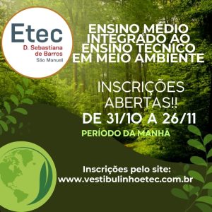 ETEC “Dona Sebastiana de Barros” abre inscrições para Vestibulinho do 1º Semestre de 2025