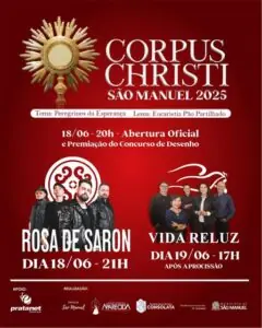 Banda Rosa de Saron é destaque na celebração de Corpus Christi 2025, com shows e atividades culturais