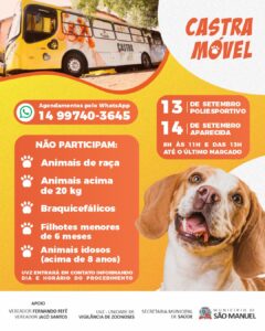CastraMóvel estará em São Manuel nos dias 13 e 14 de setembro