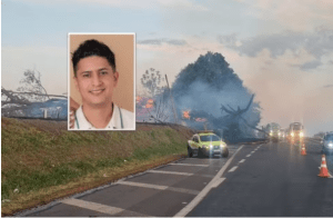 Árvore em chamas cai sobre rodovia e mata músico que voltava da lua de mel, em Araraquara