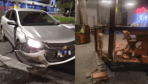 Motorista embriagado perde controle de carro, invade pastelaria e é preso em Jaú