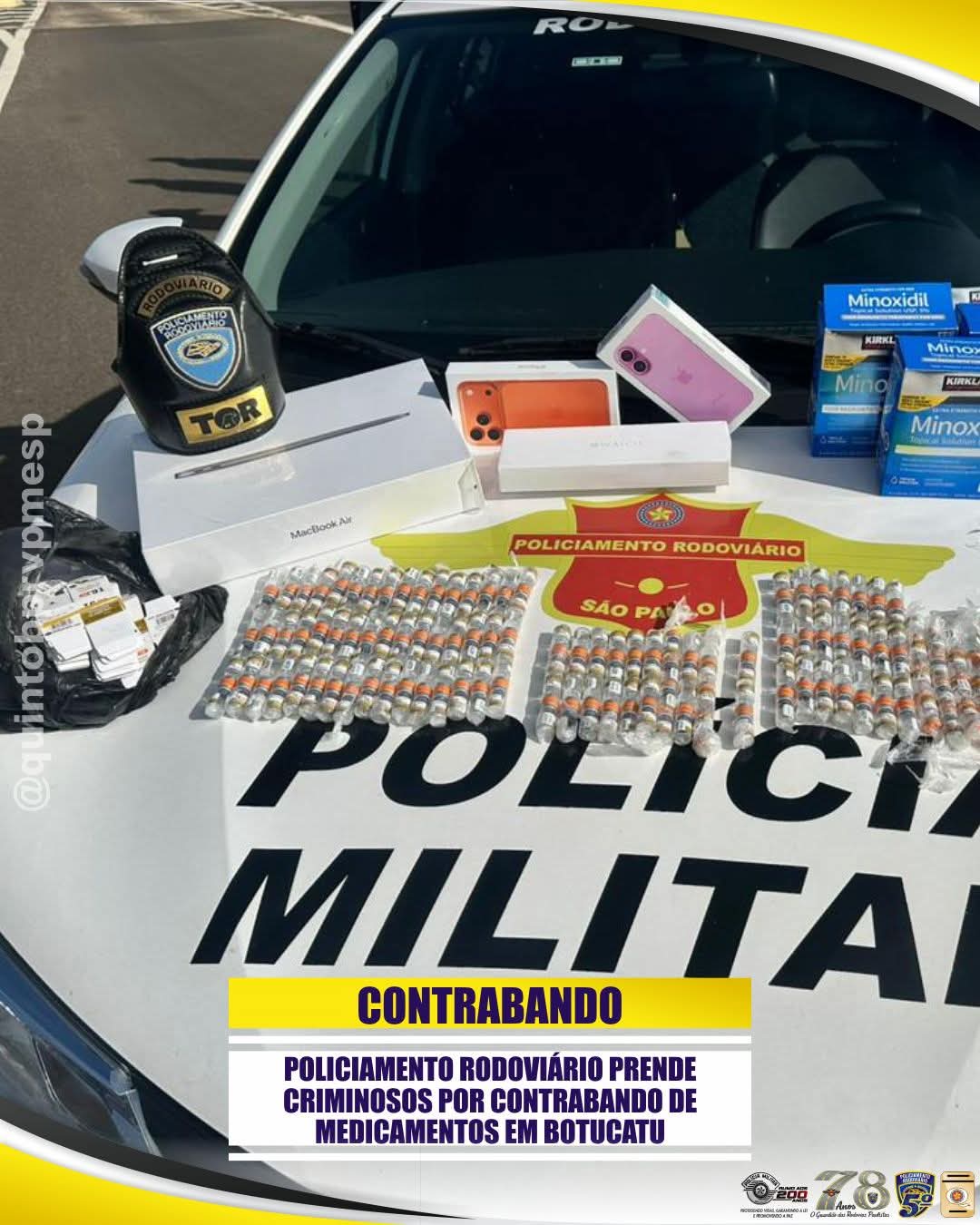 Polícia Rodoviária prende dois por contrabando de medicamentos na Rodovia Castello Branco