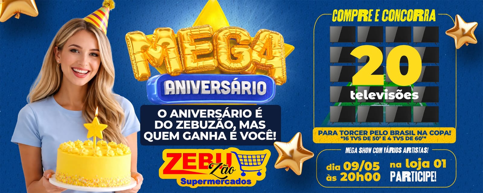 Zebuzão Supermercados celebra 12 anos com grande festa em São Manuel