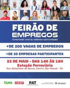 Feirão de Empregos oferece mais de 200 vagas em São Manuel