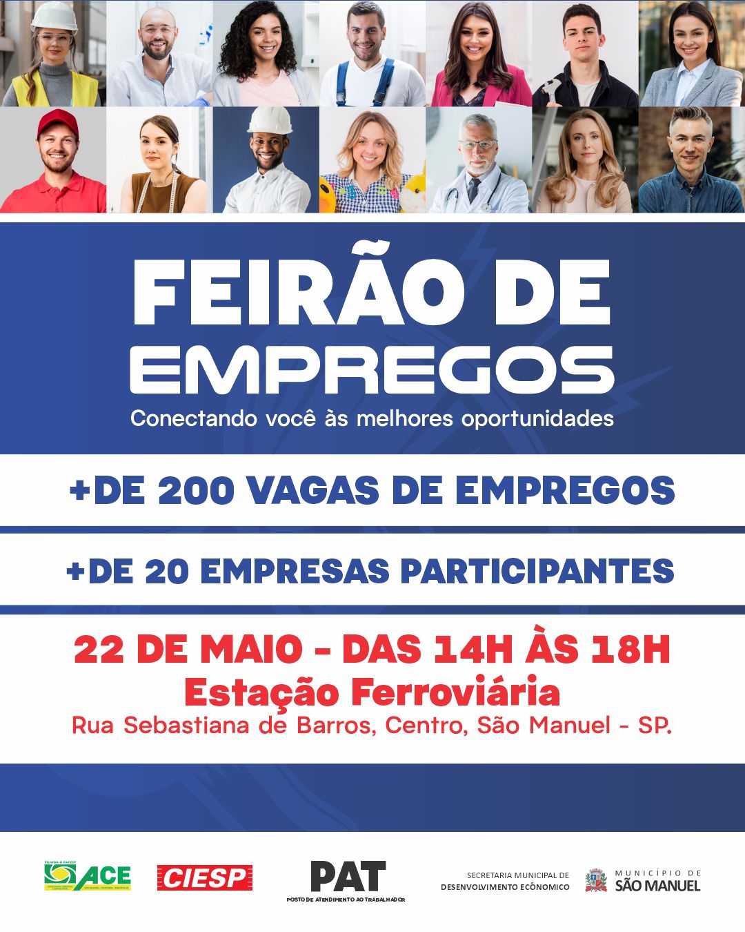 Feirão do Emprego de São Manuel oferece centenas de vagas em diversos setores nesta sexta-feira