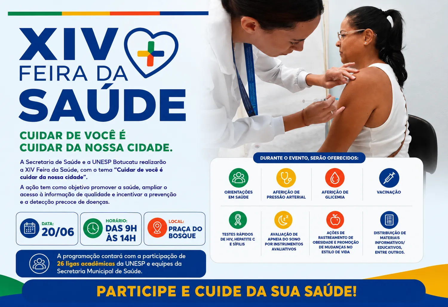 XIV Feira da Saúde levará serviços gratuitos e orientações à população na Praça do Bosque