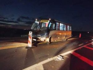 Motorista foge após acidente entre carro e ônibus na SP-255, em São Manuel
