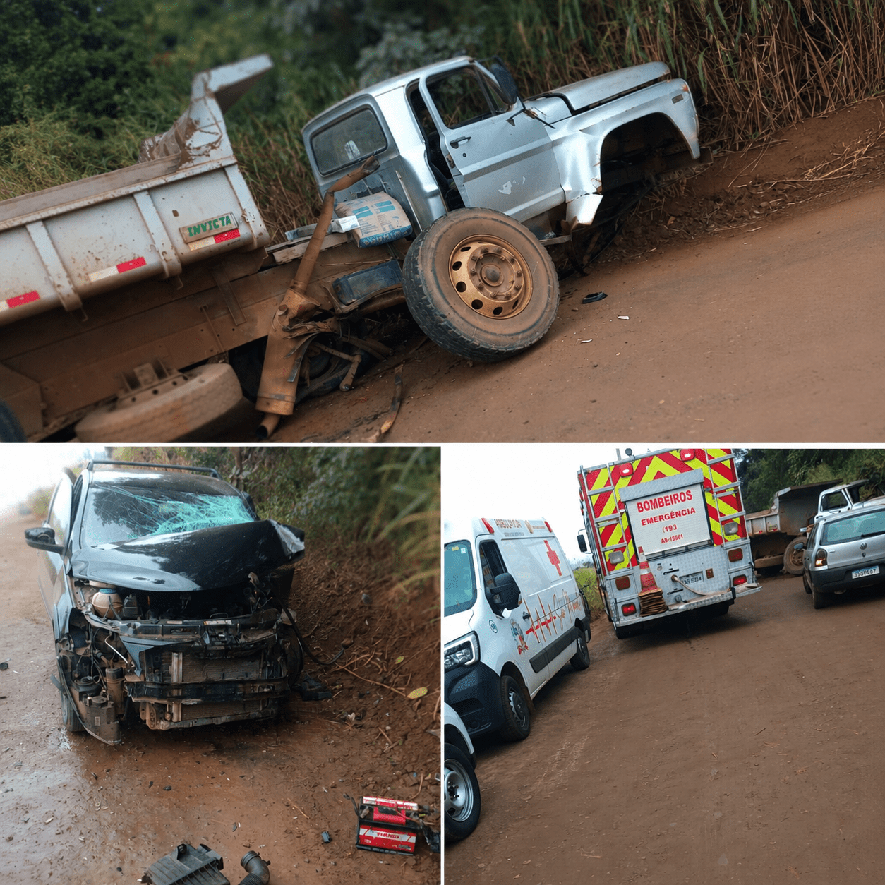 Carro furtado se envolve em grave acidente com caminhão na Vicinal Wanda Baroni, em São Manue