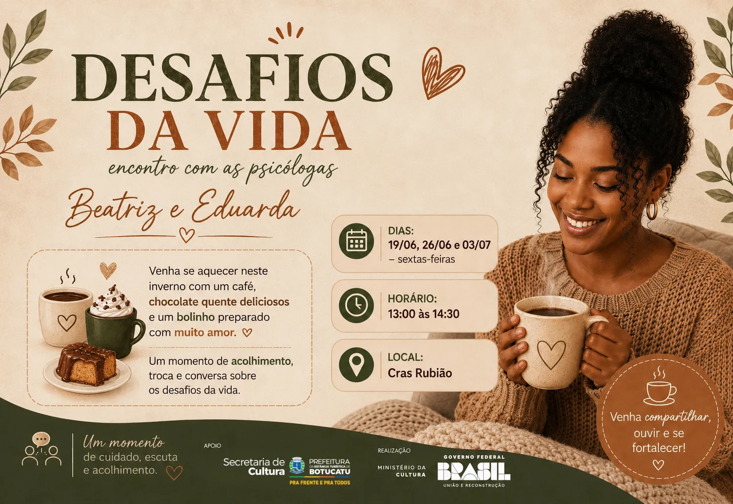 Projeto “Desafios da Vida” promove encontros de acolhimento e escuta no CRAS Rubião