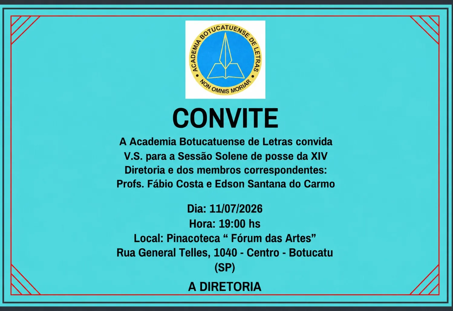 Academia Botucatuense de Letras realiza sessão solene de posse da XIV Diretoria e de novos membros correspondentes