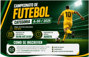 Campeonato Municipal de Futebol A-50 de Botucatu abre inscrições para a edição 2026
