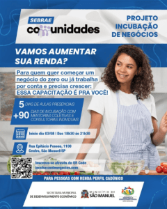 INSCRIÇÕES ABERTAS PARA A INCUBAÇÃO DE NEGÓCIOS