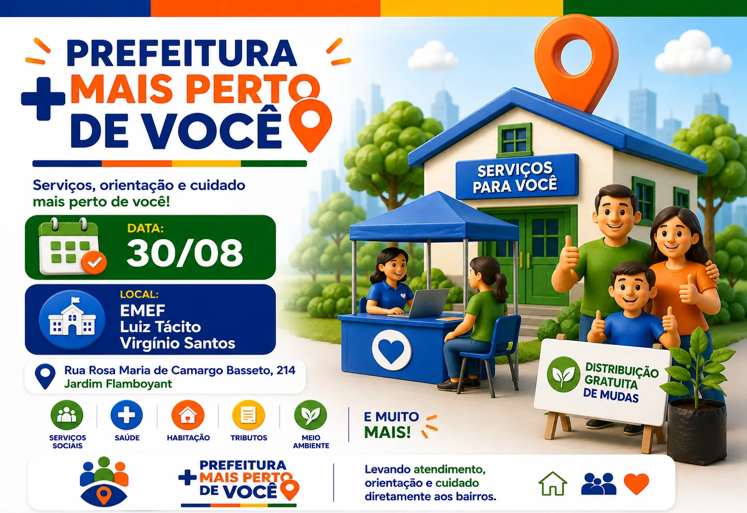 Prefeitura Mais Perto de Você chega ao Jardim Flamboyant no dia 30 de agosto