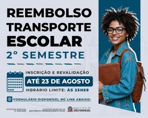 Reembolso do Transporte Escolar: inscrições para o 2º semestre terminam neste domingo