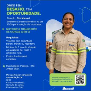 Bracell realiza ação em São Manuel para contratação de motoristas de transporte de madeira