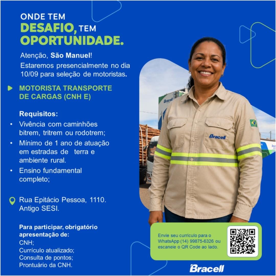 Bracell realiza ação em São Manuel para contratação de motoristas de transporte de madeira